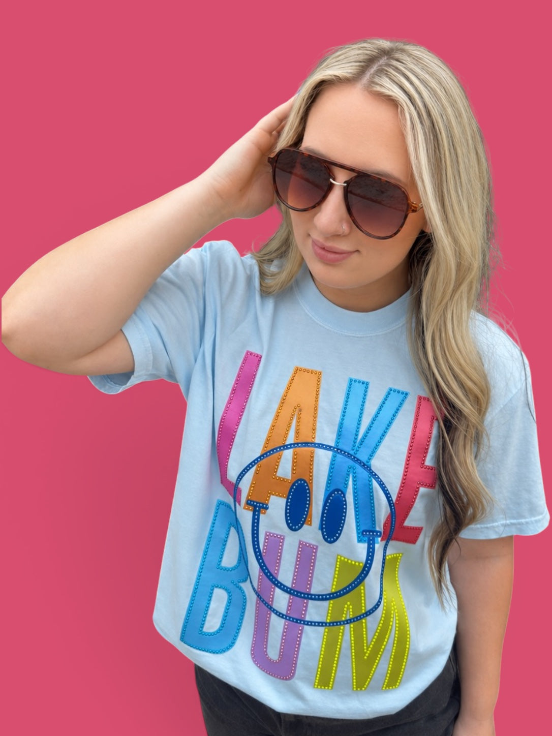 lake bum blue t shirt bright colors