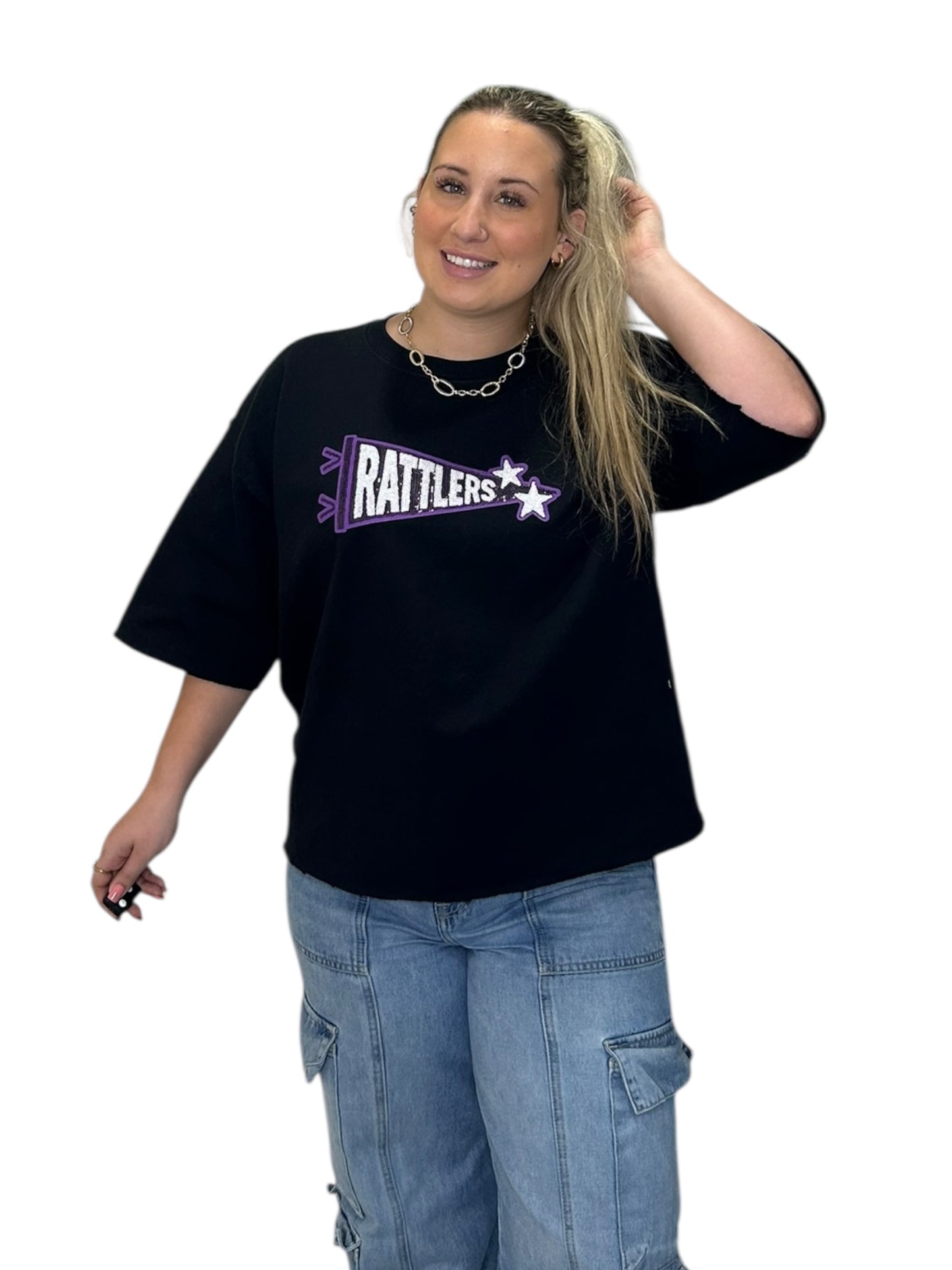 Purple Rattlers Pennant on Black Top