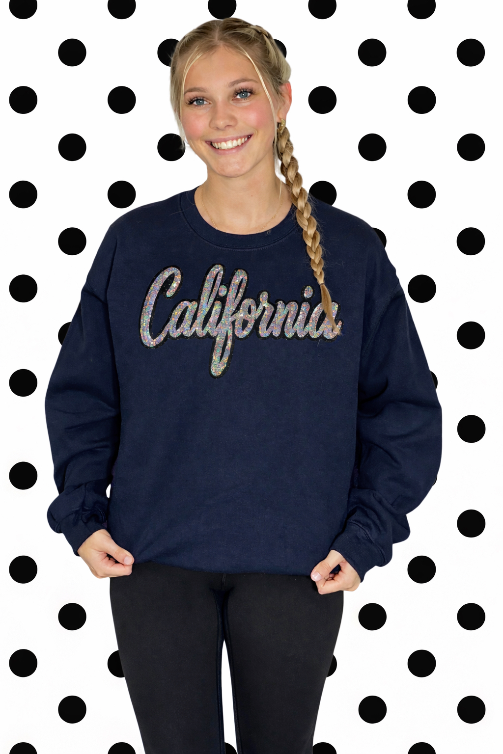 Sequin Cursive California Sweatshirt
