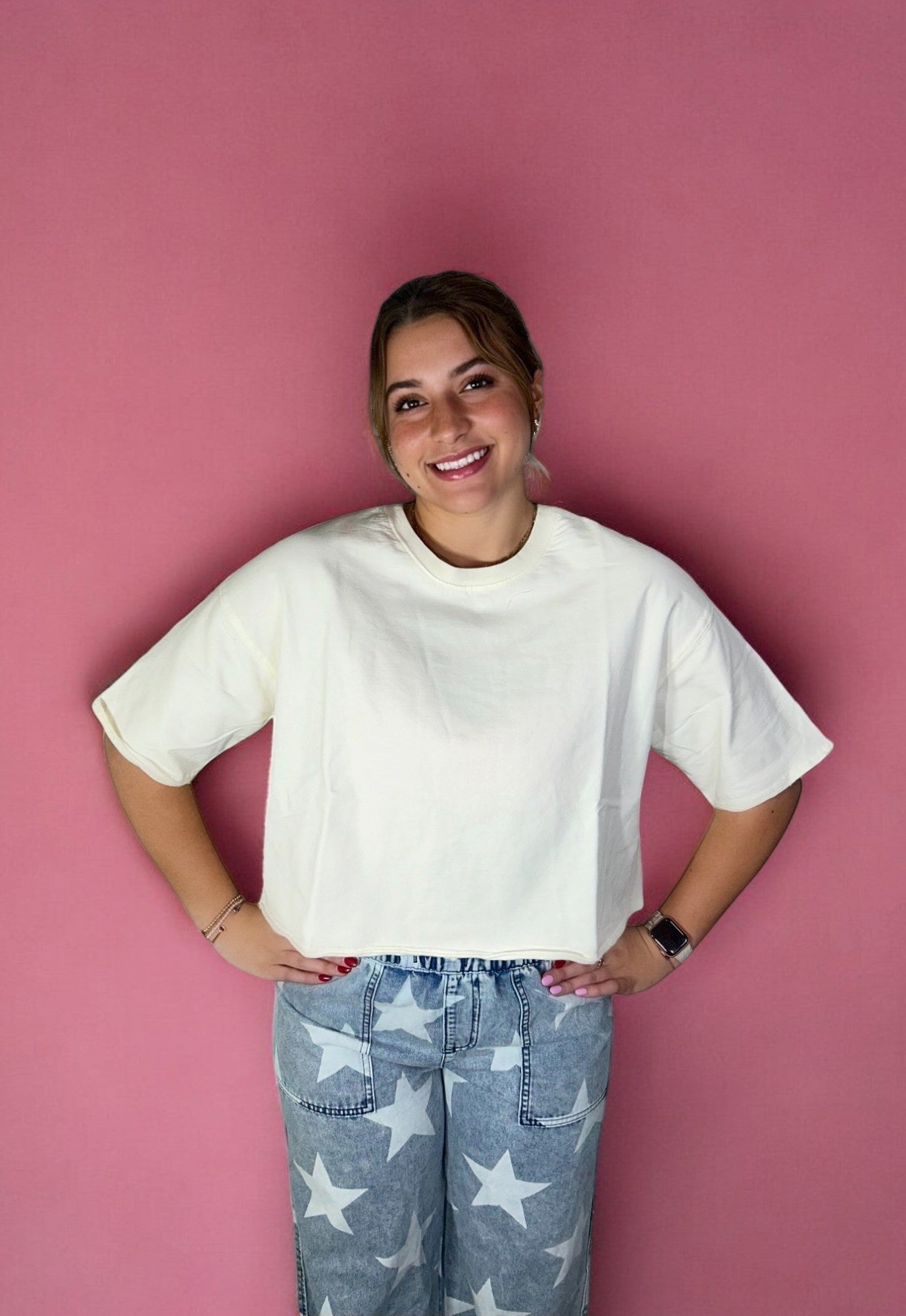 cream crop top