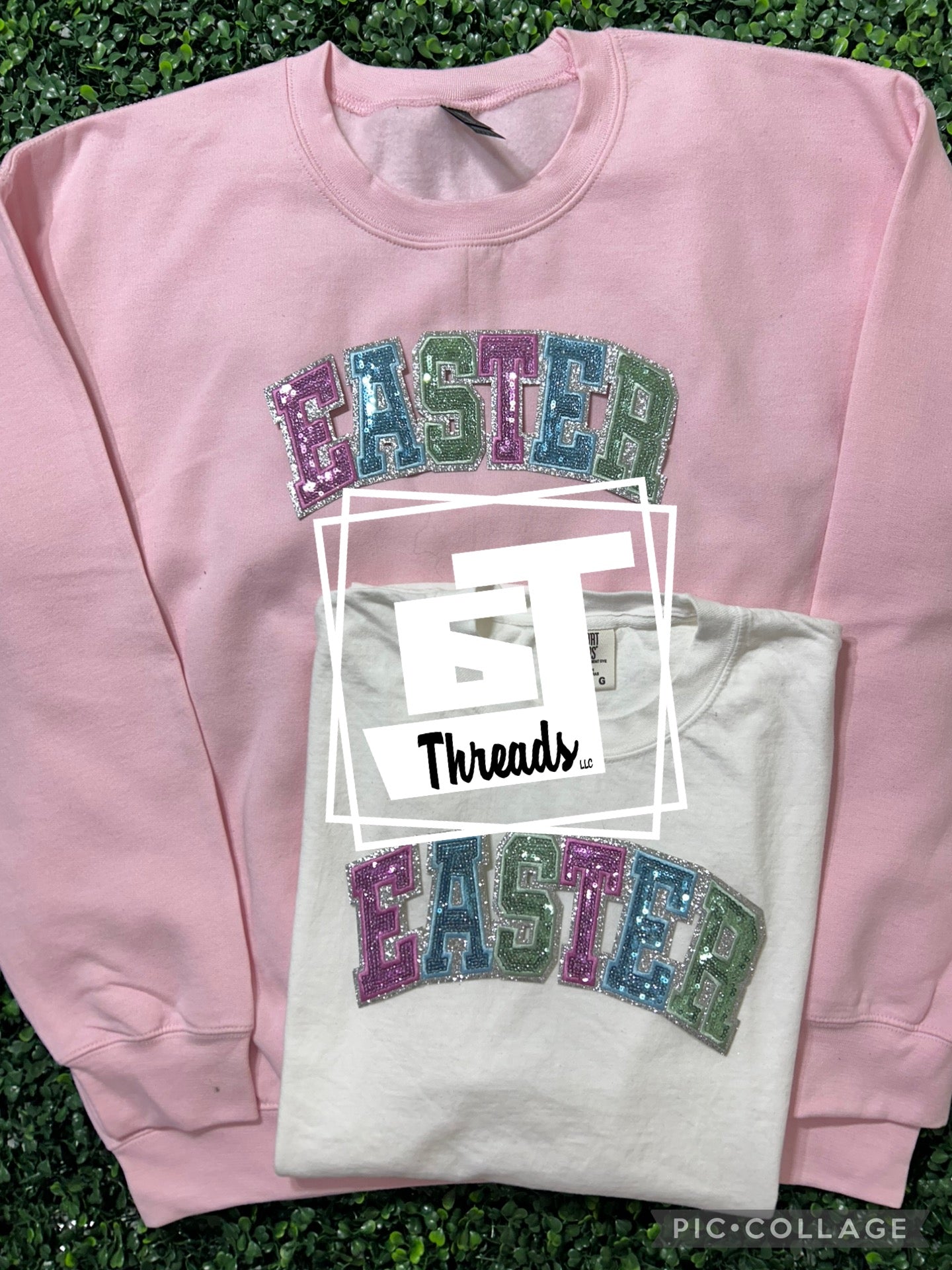 pastel sequin easter iron on patch shirts