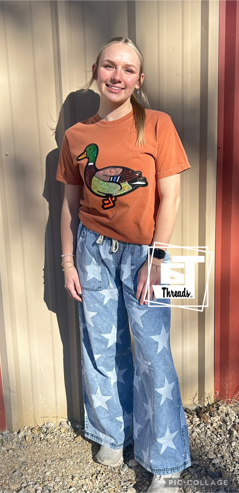 Denim star pattern jeans