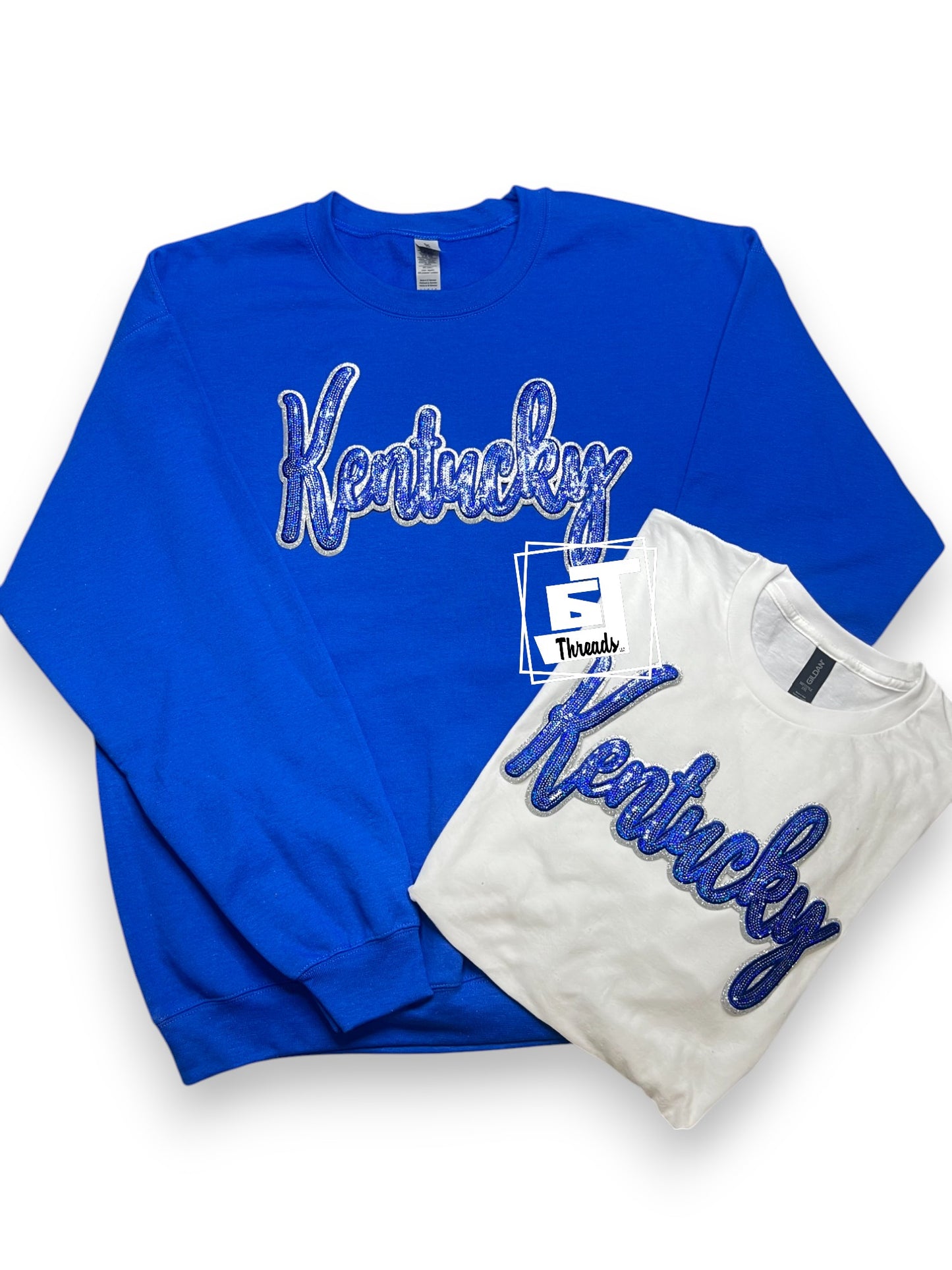 Blue Cursive Sequin Kentucky