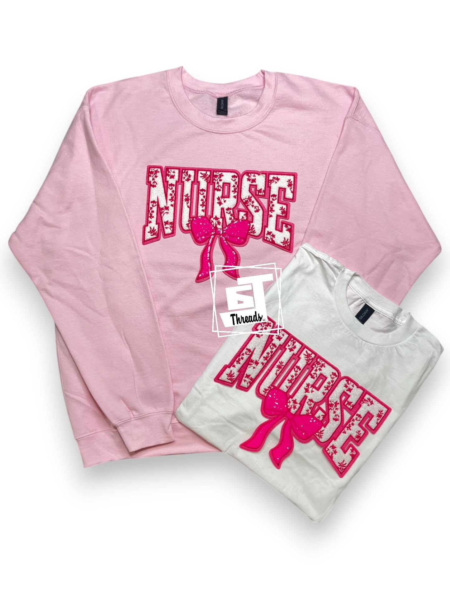 Pink Chenille Nurse with Bow