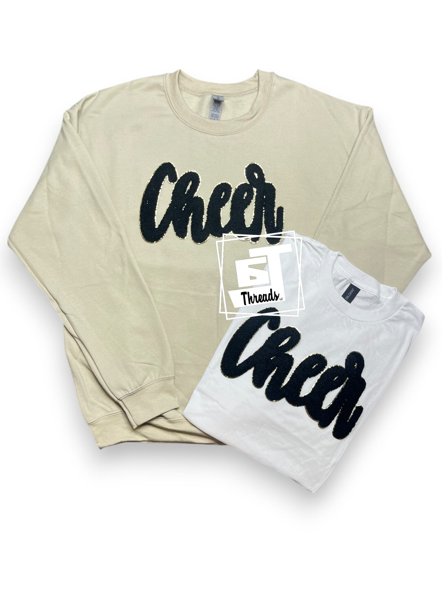 Black Cursive Chenille Cheer