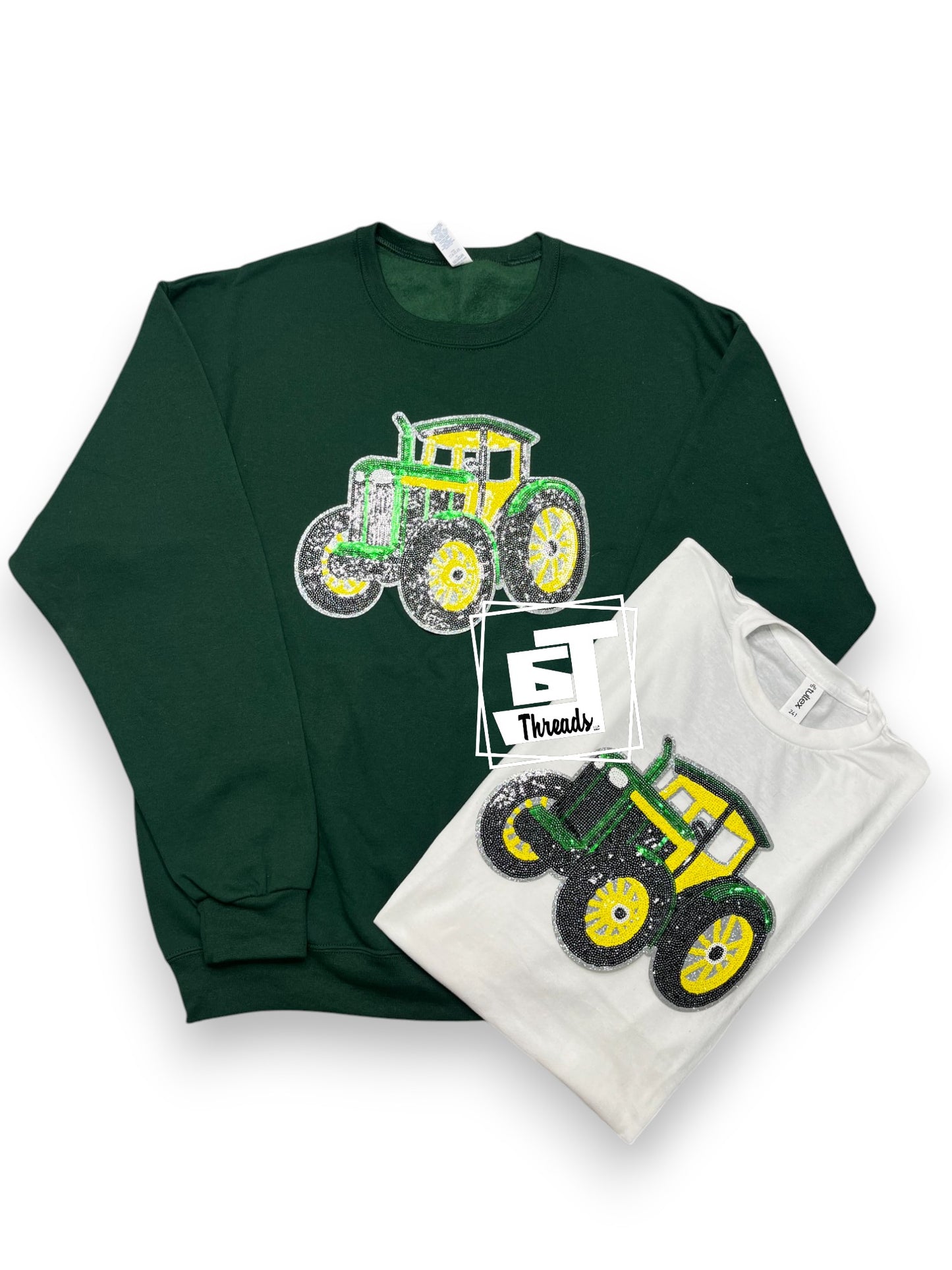 Green Sequin Tractor