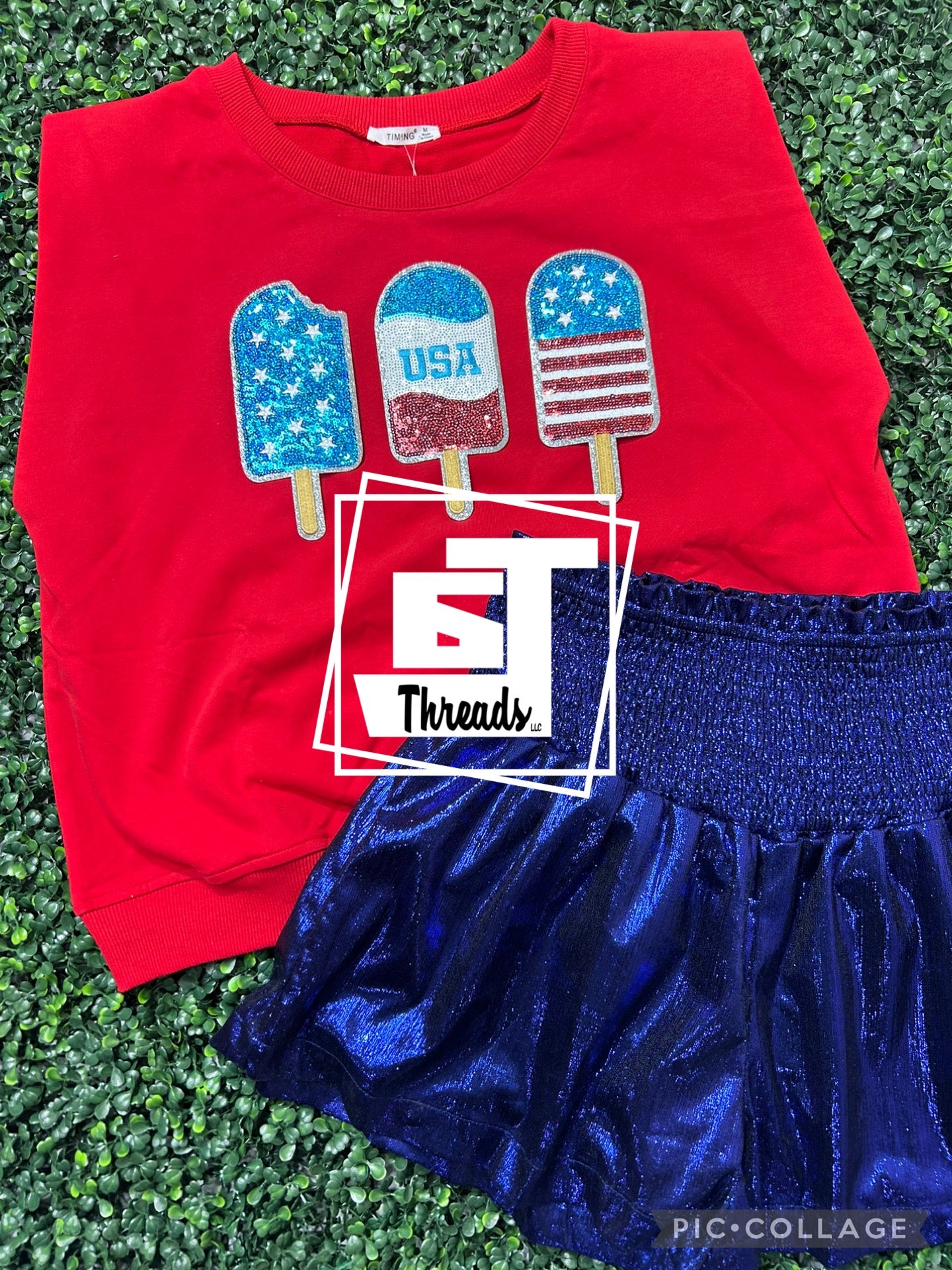 usa fourht of july popsicles iron on patches on red muscle tank