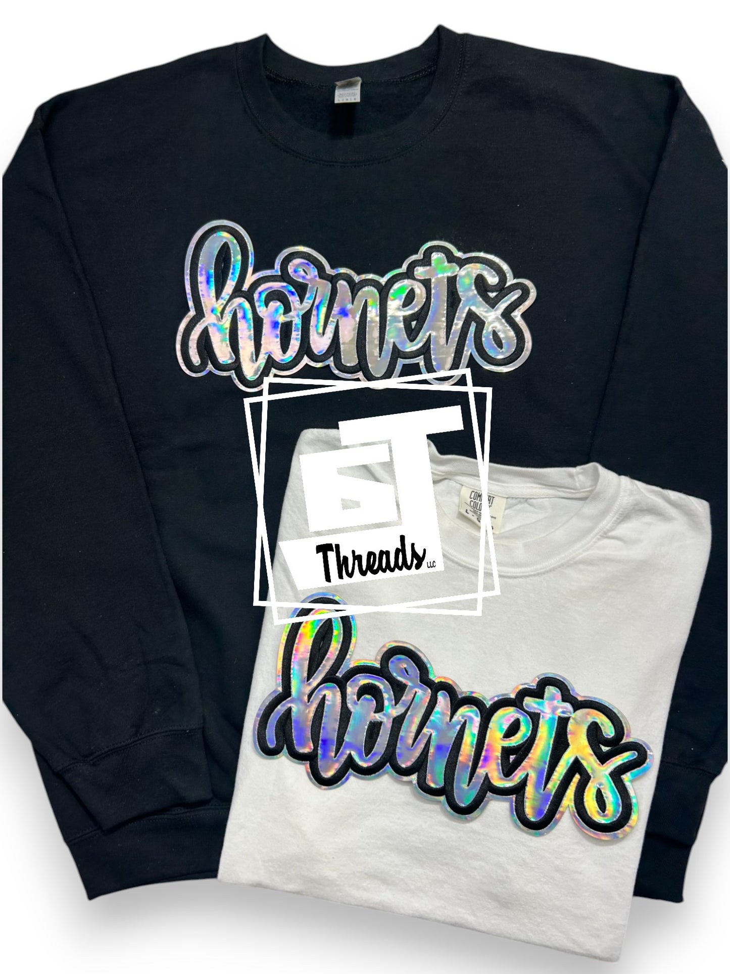 cursive metallic hornets iron on patch