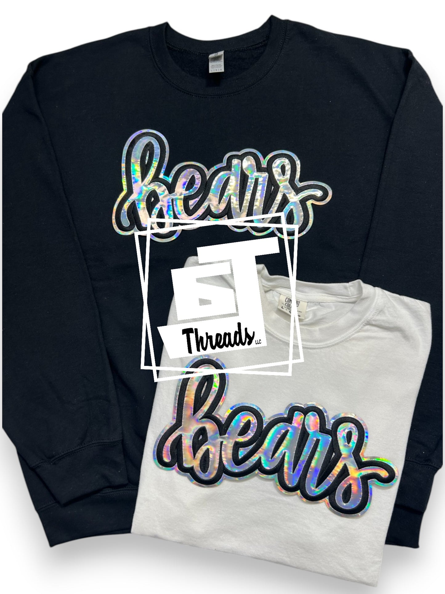 cursive metallic bears iron on patch