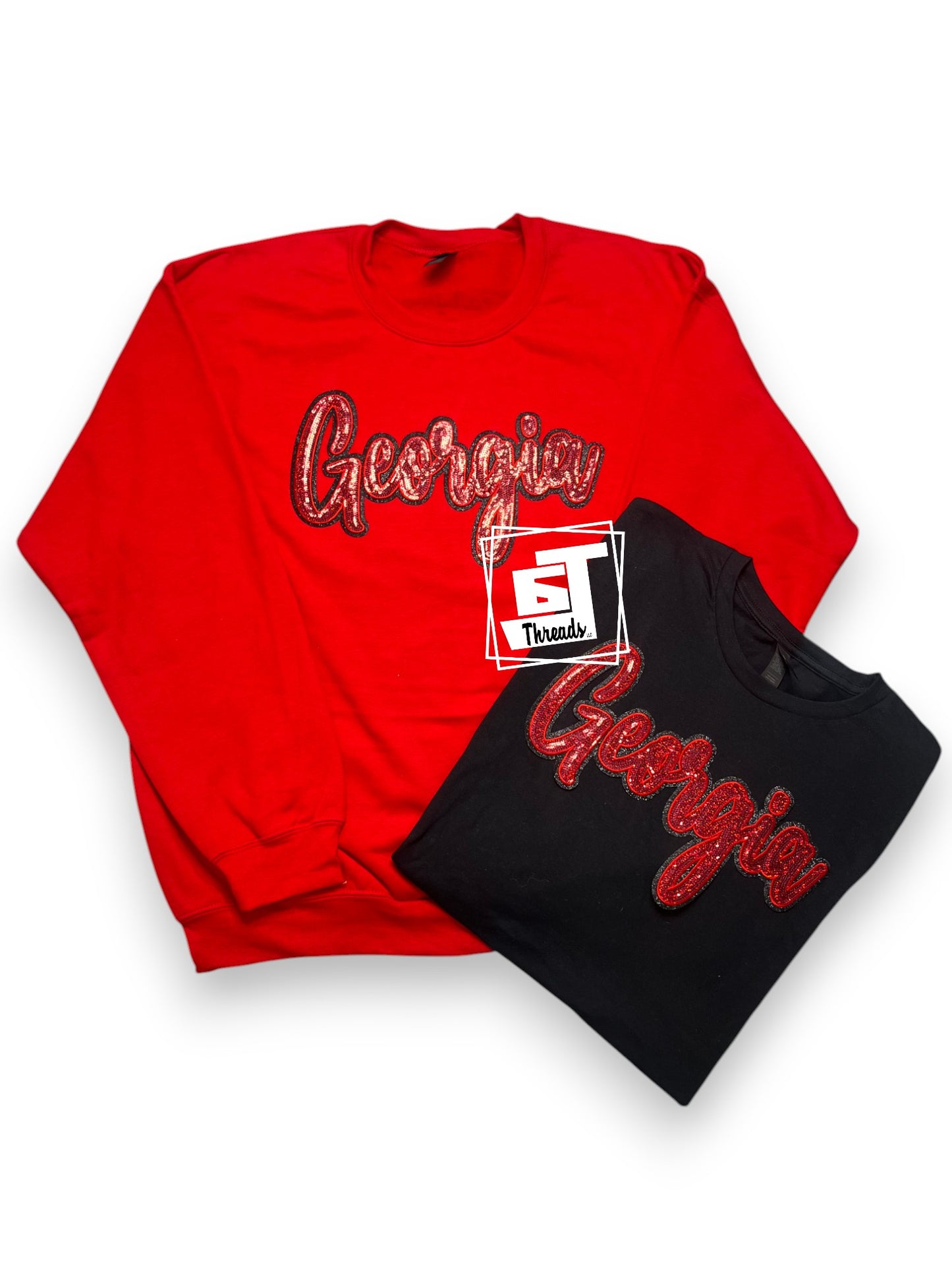 Red Cursive Sequin Georgia