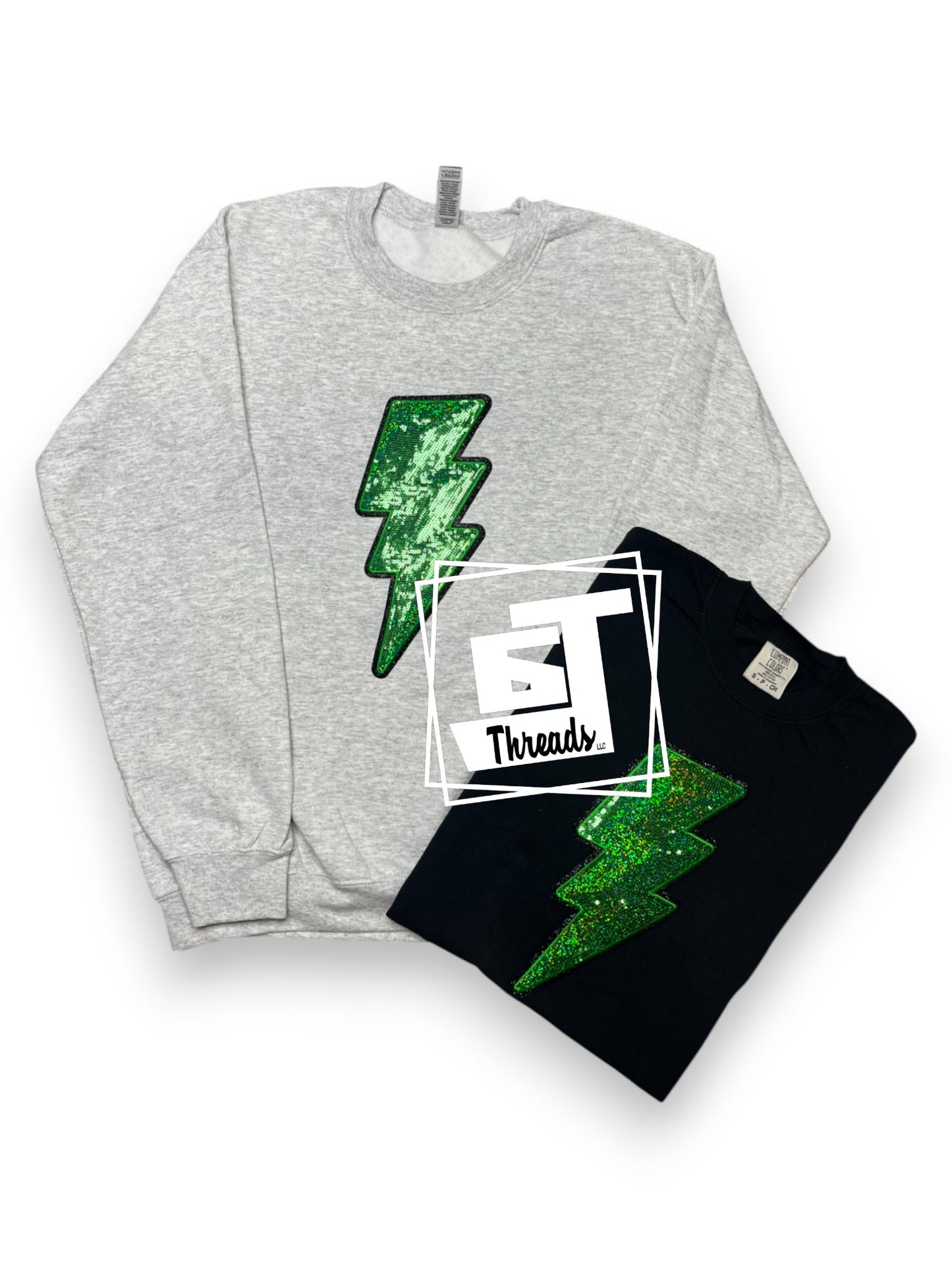 Green Sequin Lightning Bolt