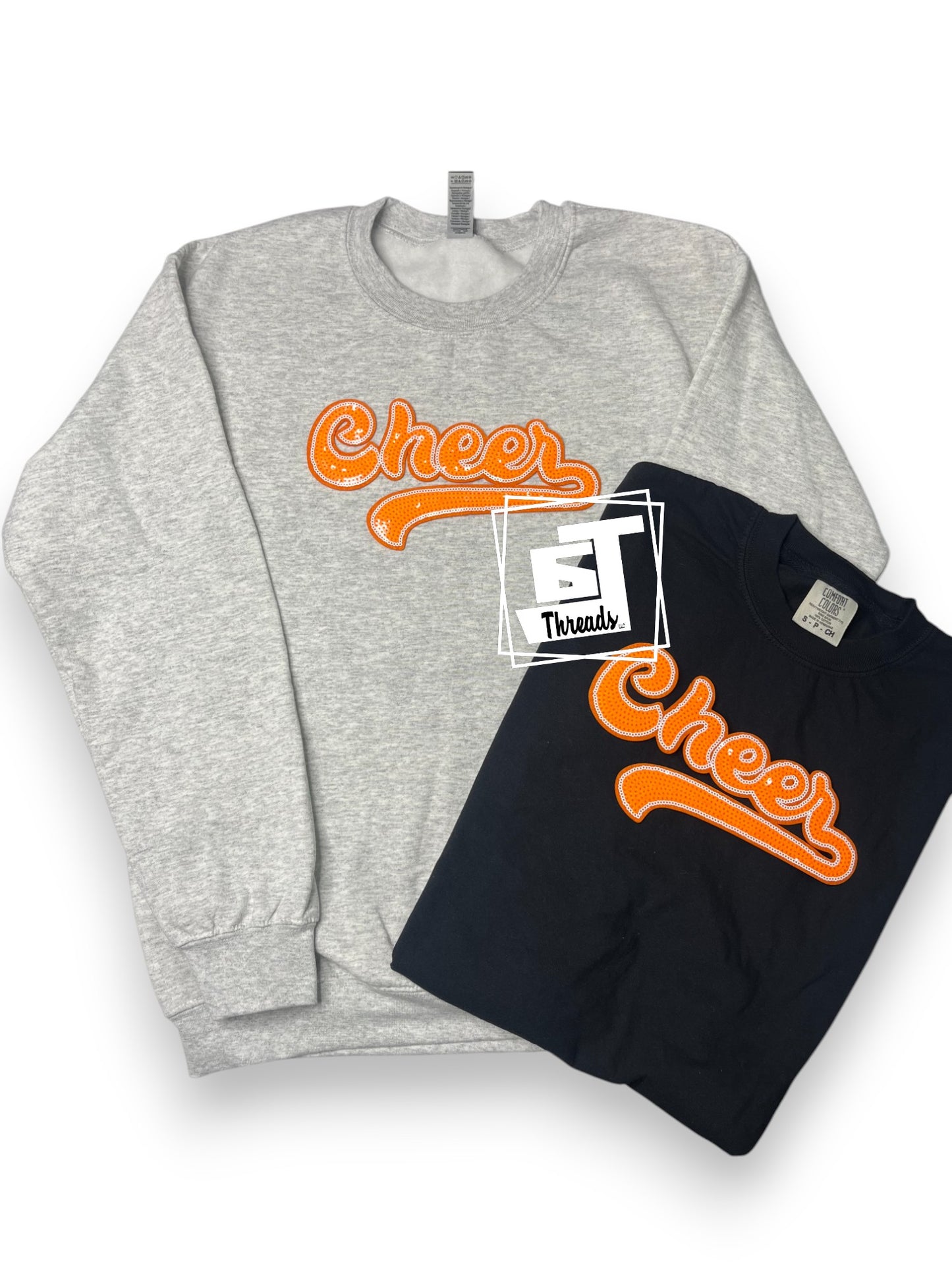 Orange Cursive Sequin Cheer