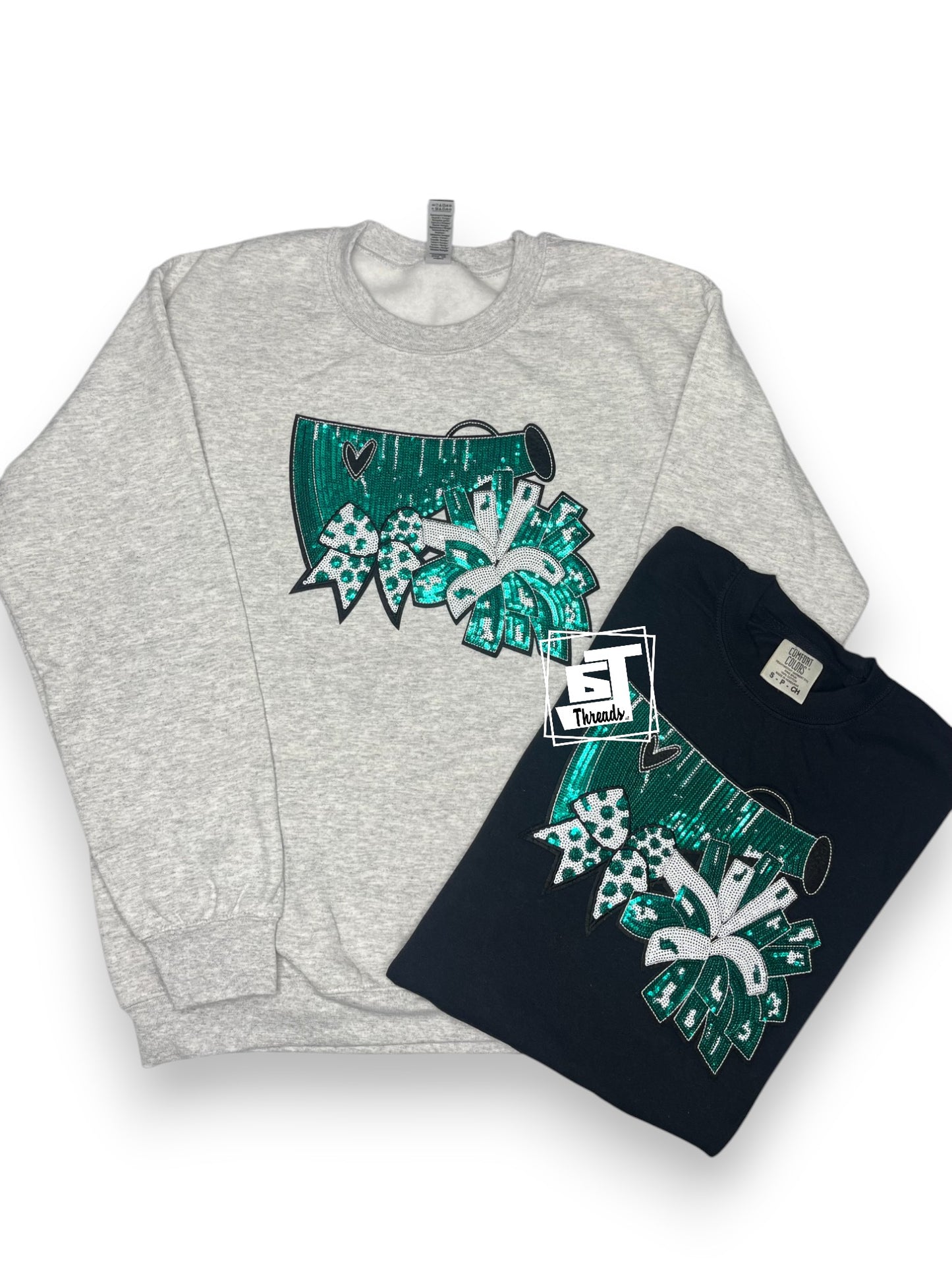 Teal Sequin Cheer Megaphone