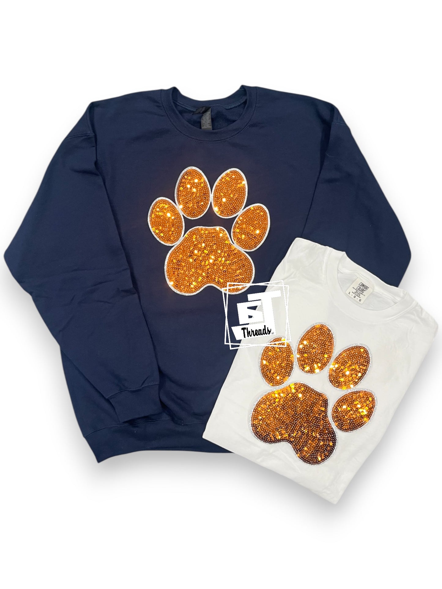 Orange Sequin Paw Print