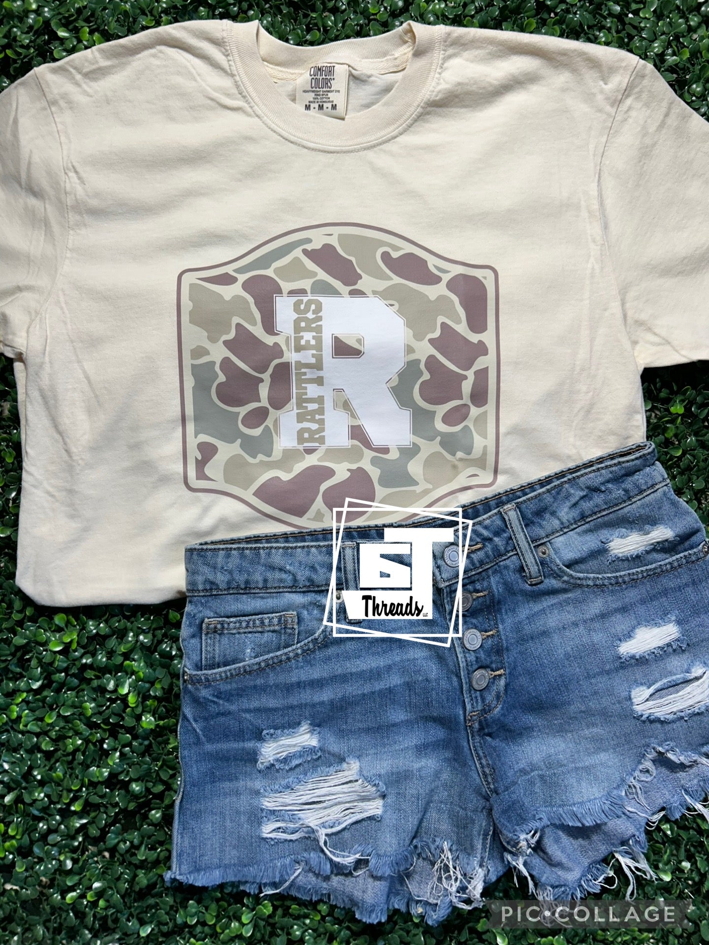 camo rattlers buckle ivory shirt