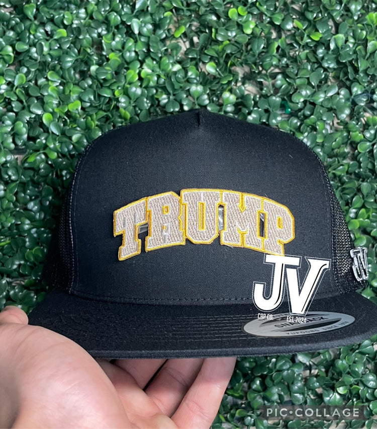 jv yellow trump patch on black cap