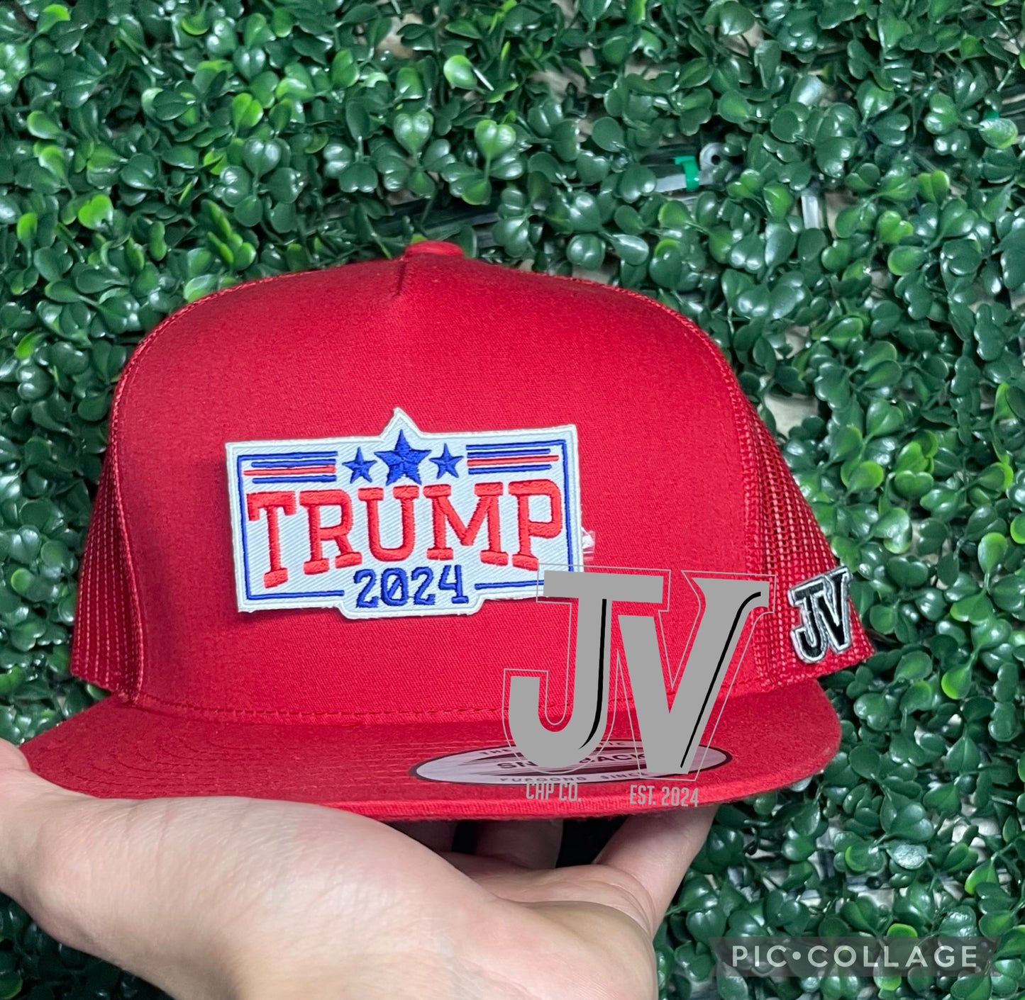 jv trump 2024 patch on red cap