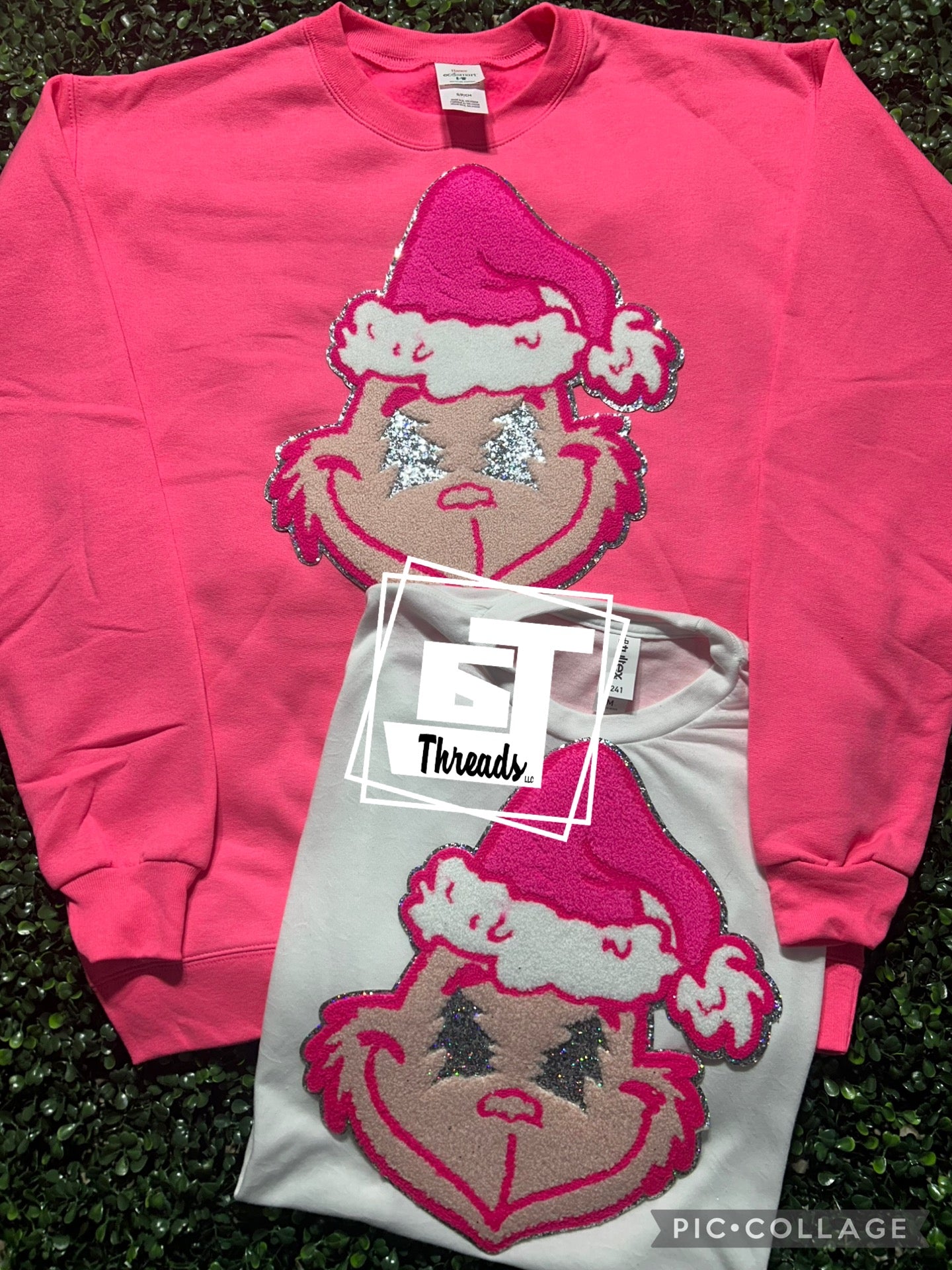 pink grinch iron on patch christmas shirts