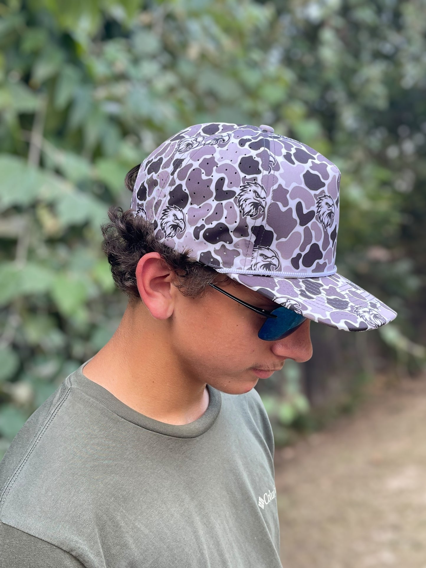 Black and White Camo Eagles Cap