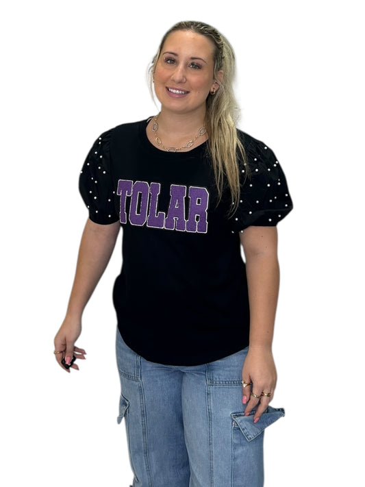 Tolar Black Shirt with Pearl Sleeves