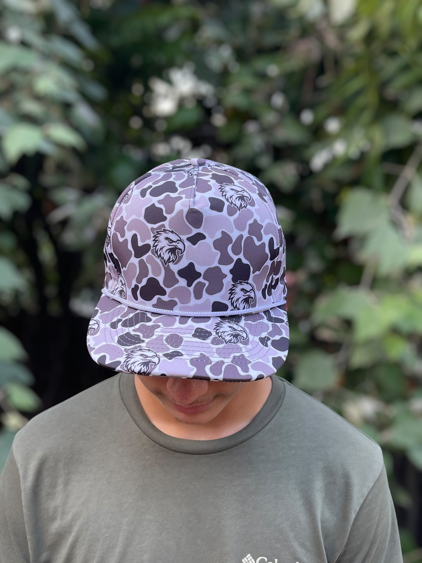 Black and White Camo Eagles Cap