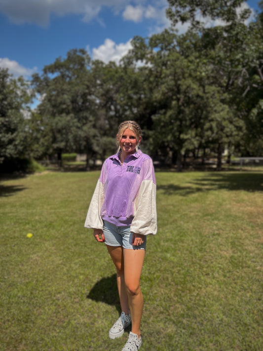 Purple Tolar on Purple & White Long Sleeve