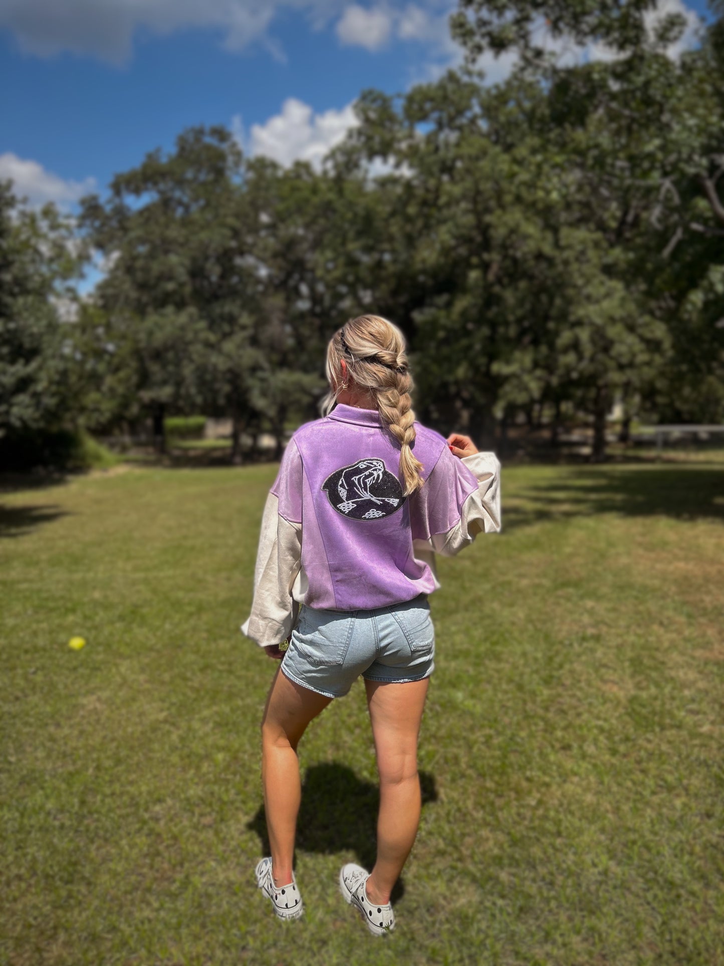 Purple Tolar on Purple & White Long Sleeve