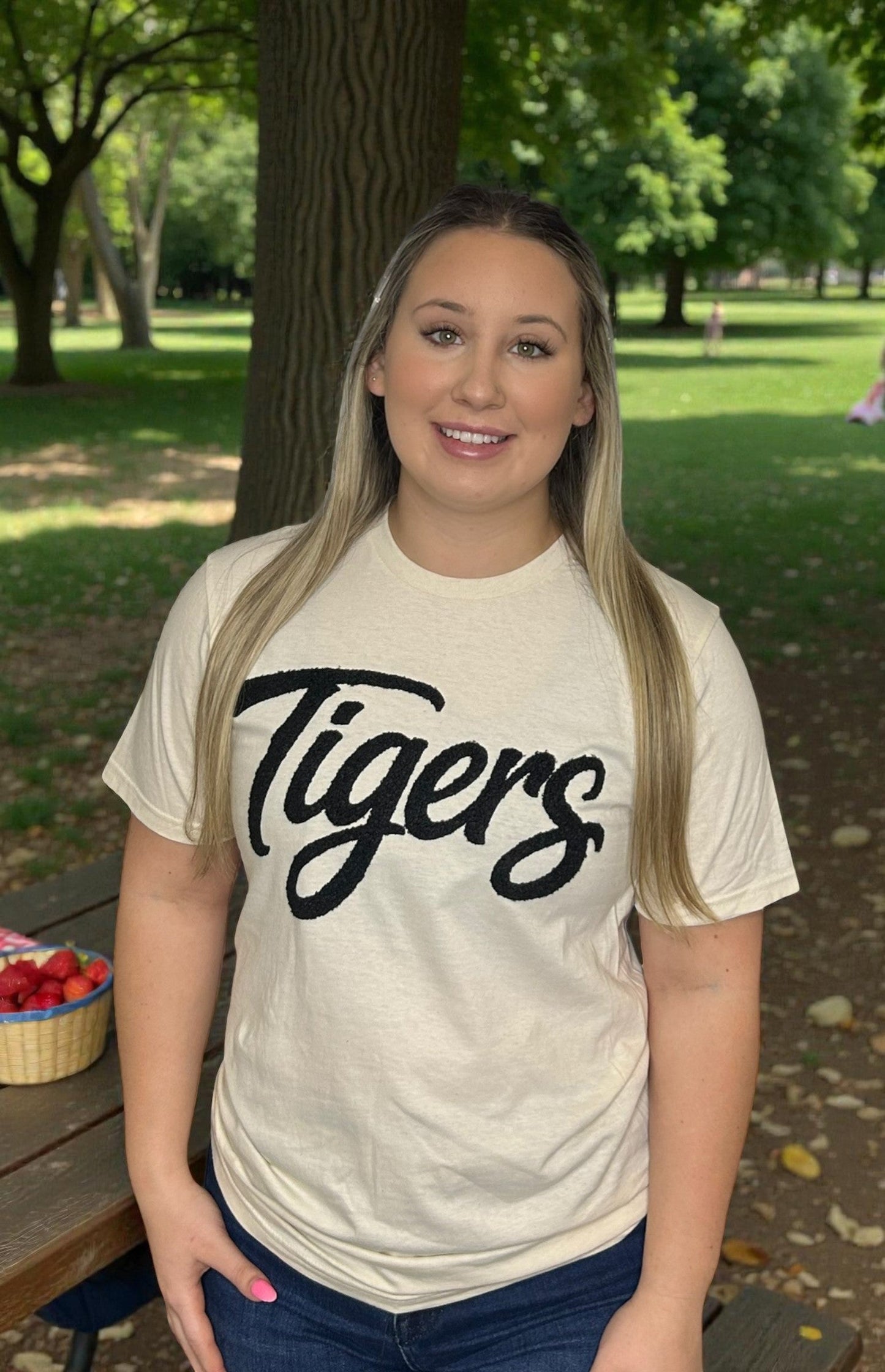 Fuzzy Cursive Tigers T-Shirt