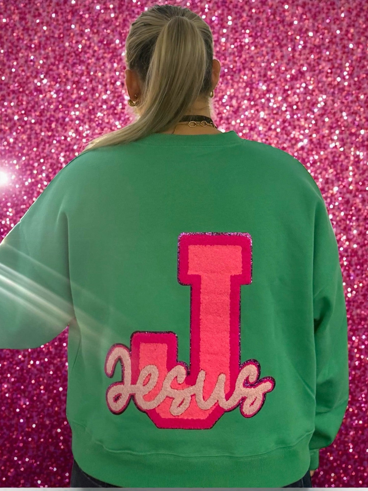 Chenille Pink J Jesus T-shirt