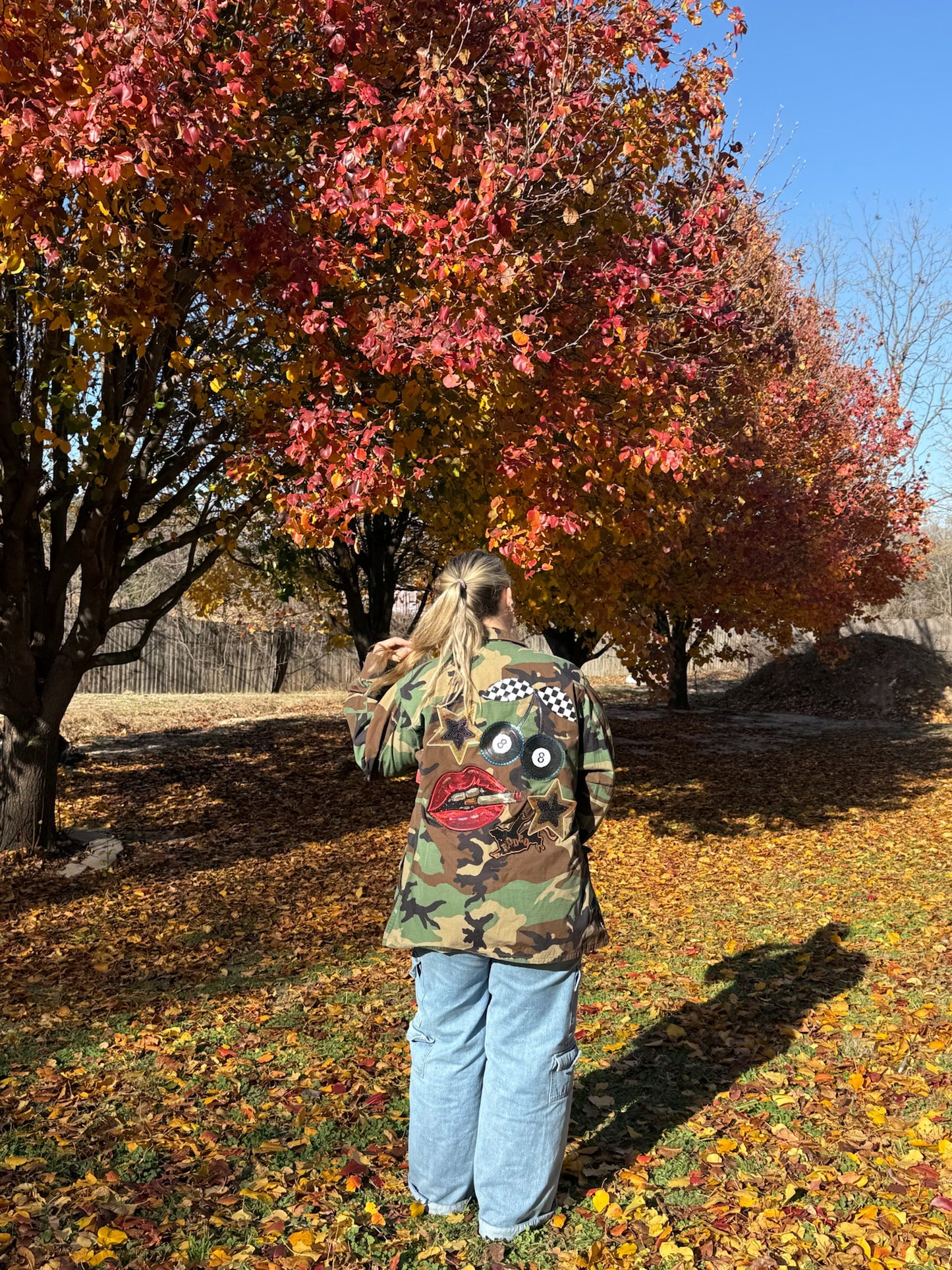 Camo lips eight ball cherries Jacket