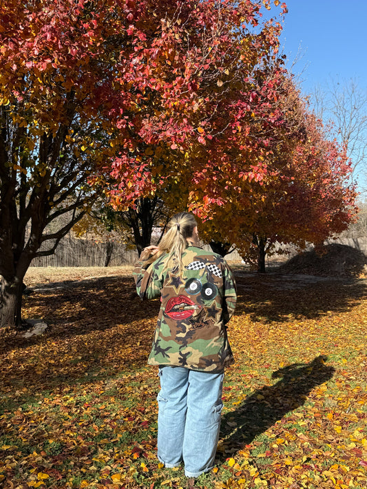 Camo lips eight ball cherries Jacket