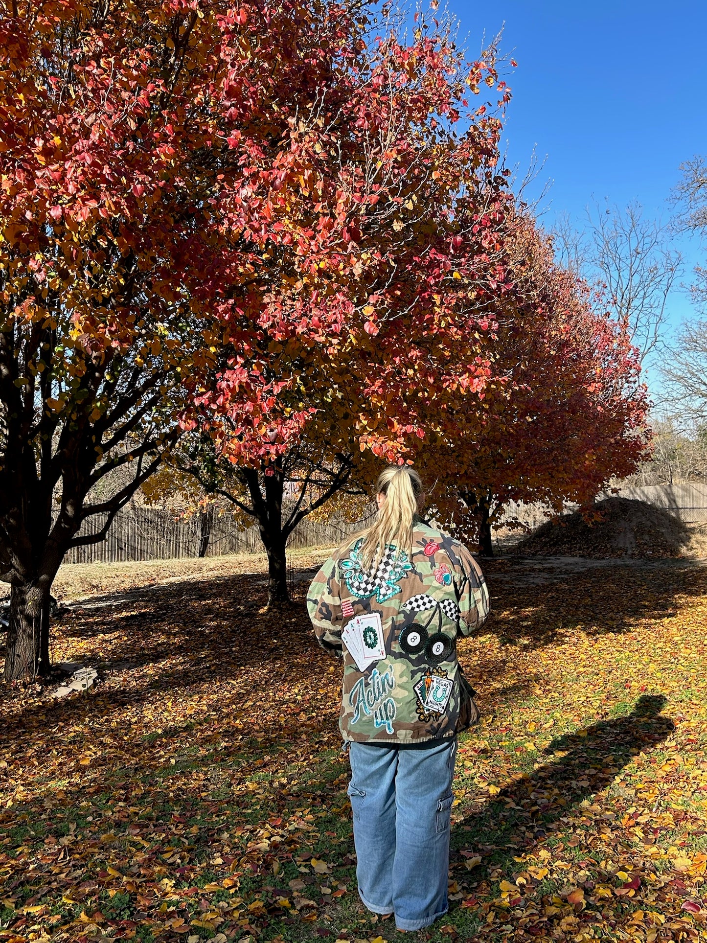 Camo actin up, cherries, spade jacket