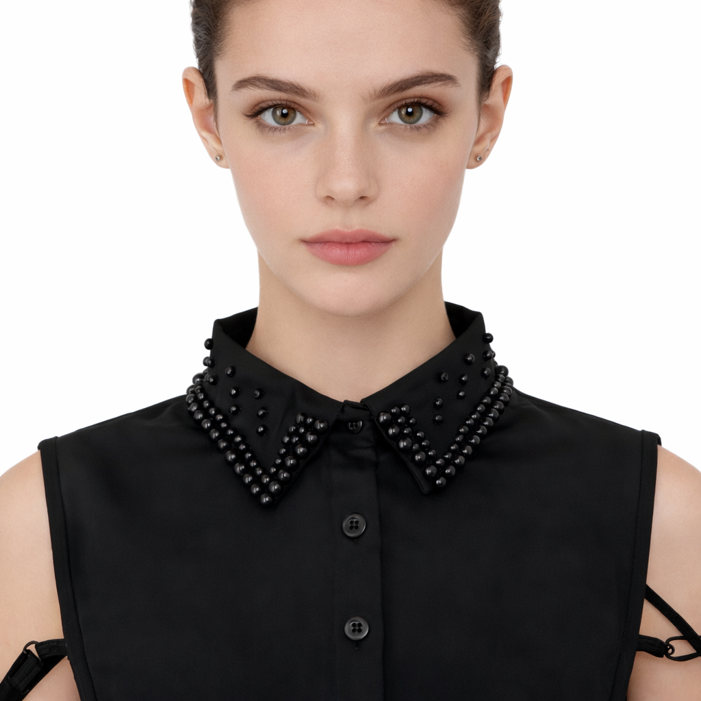 Black with Black Pearls Fake Collar/Dickies