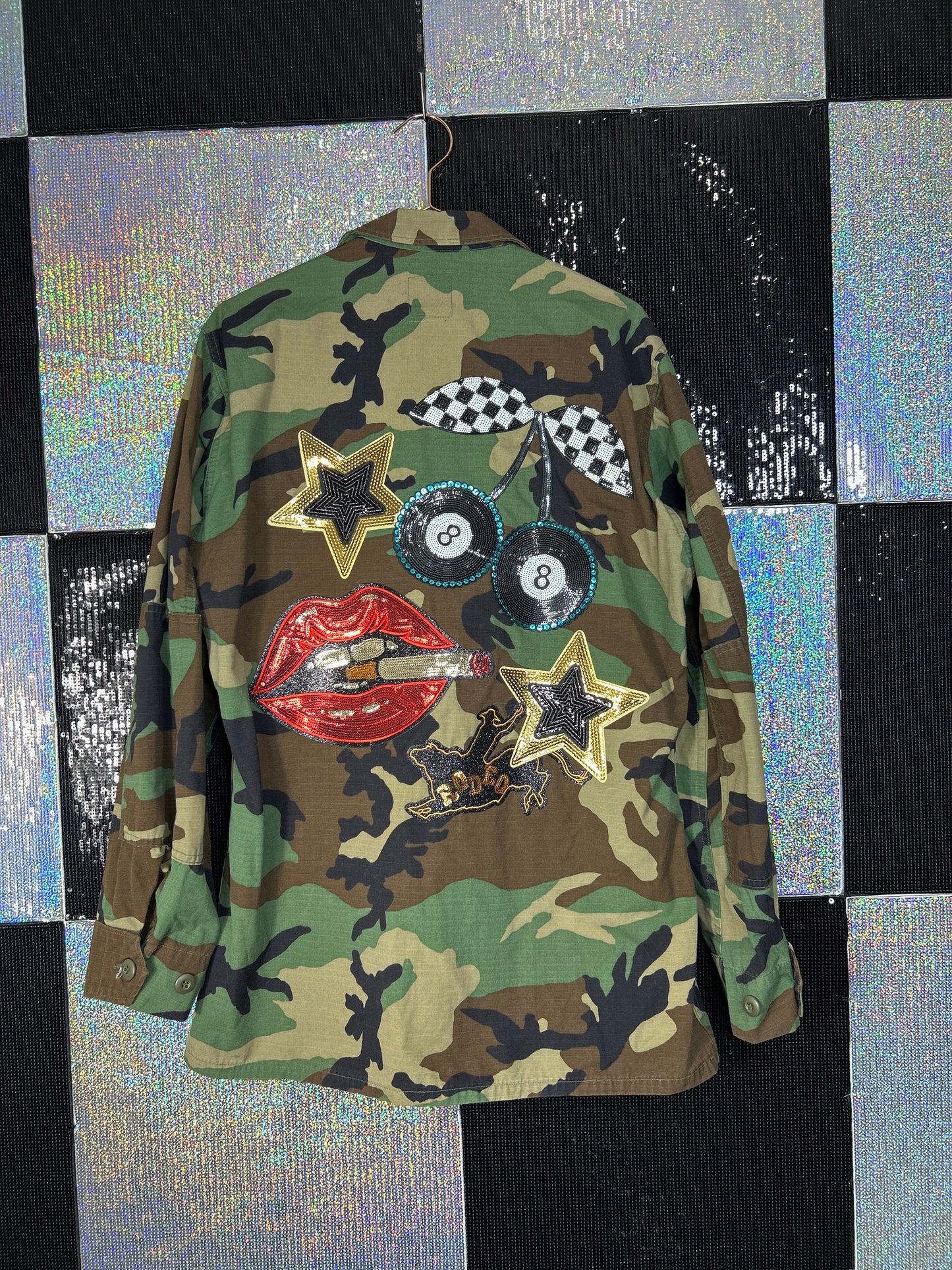 Camo lips eight ball cherries Jacket