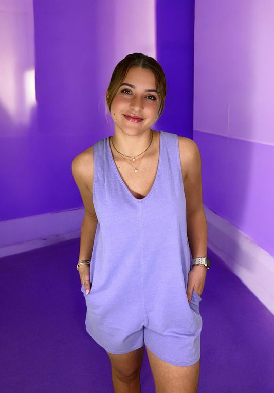 light purple v-neck romper