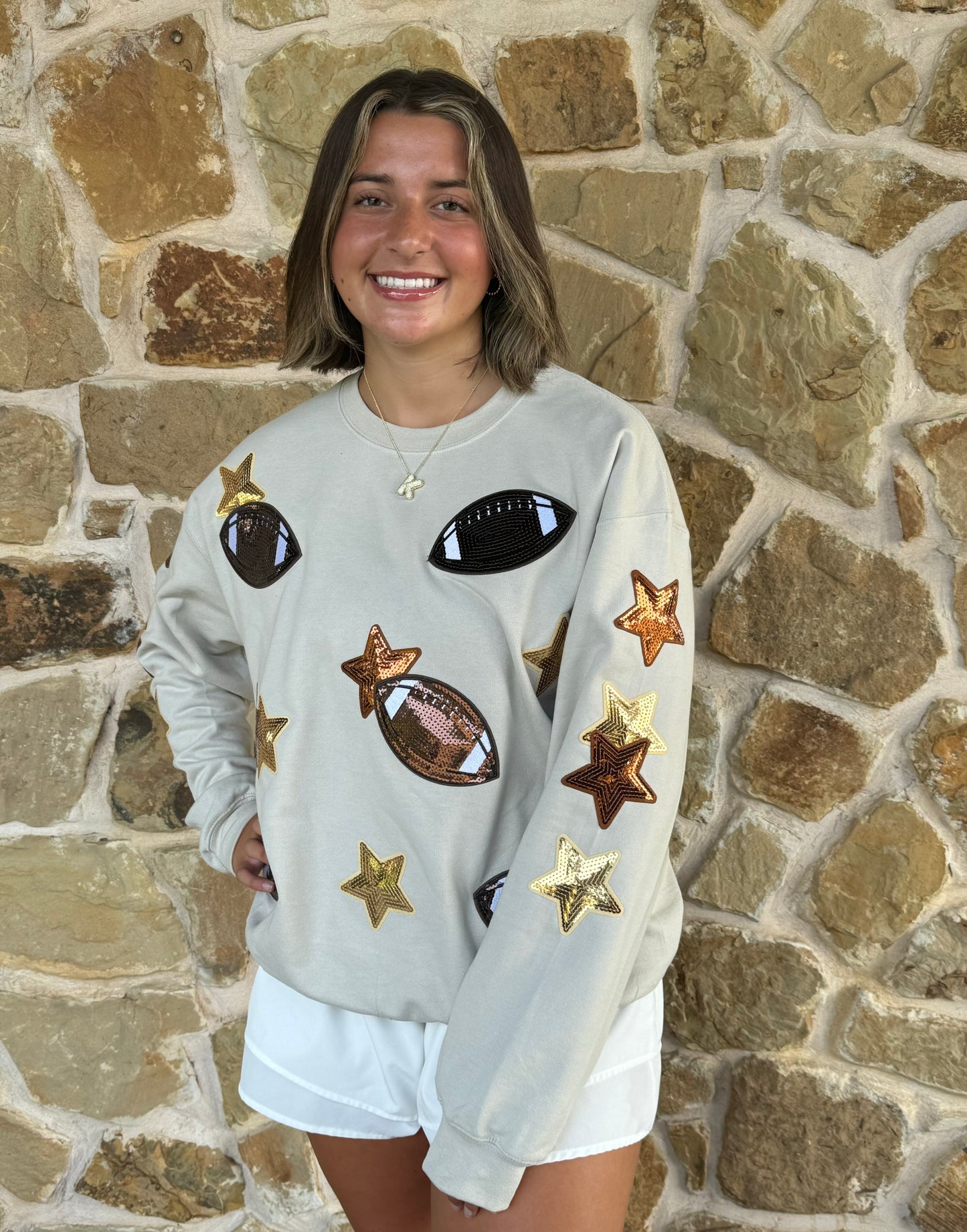 Sequins Football/ Star Crewneck