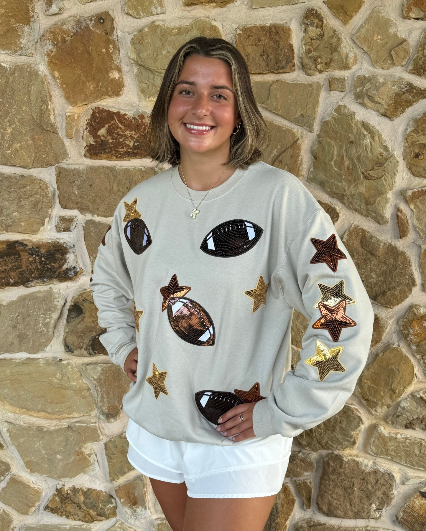 Sequins Football/ Star Crewneck