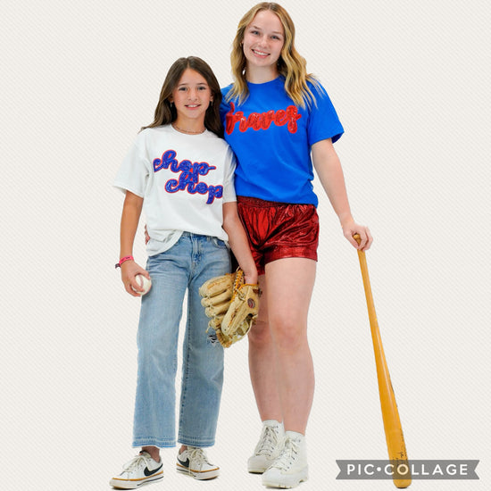 Red Cursive Sequin Braves