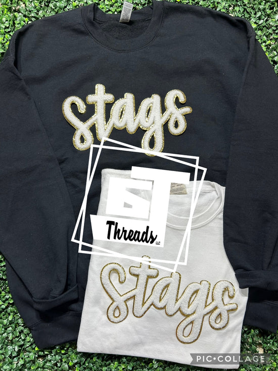 Gold and White Cursive Stags