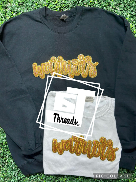 Gold Cursive Sequin Warriors