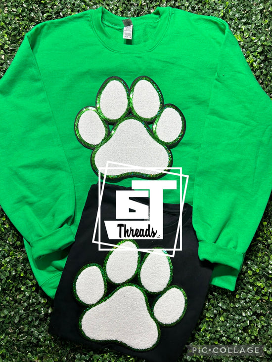 Green and White Paw Print