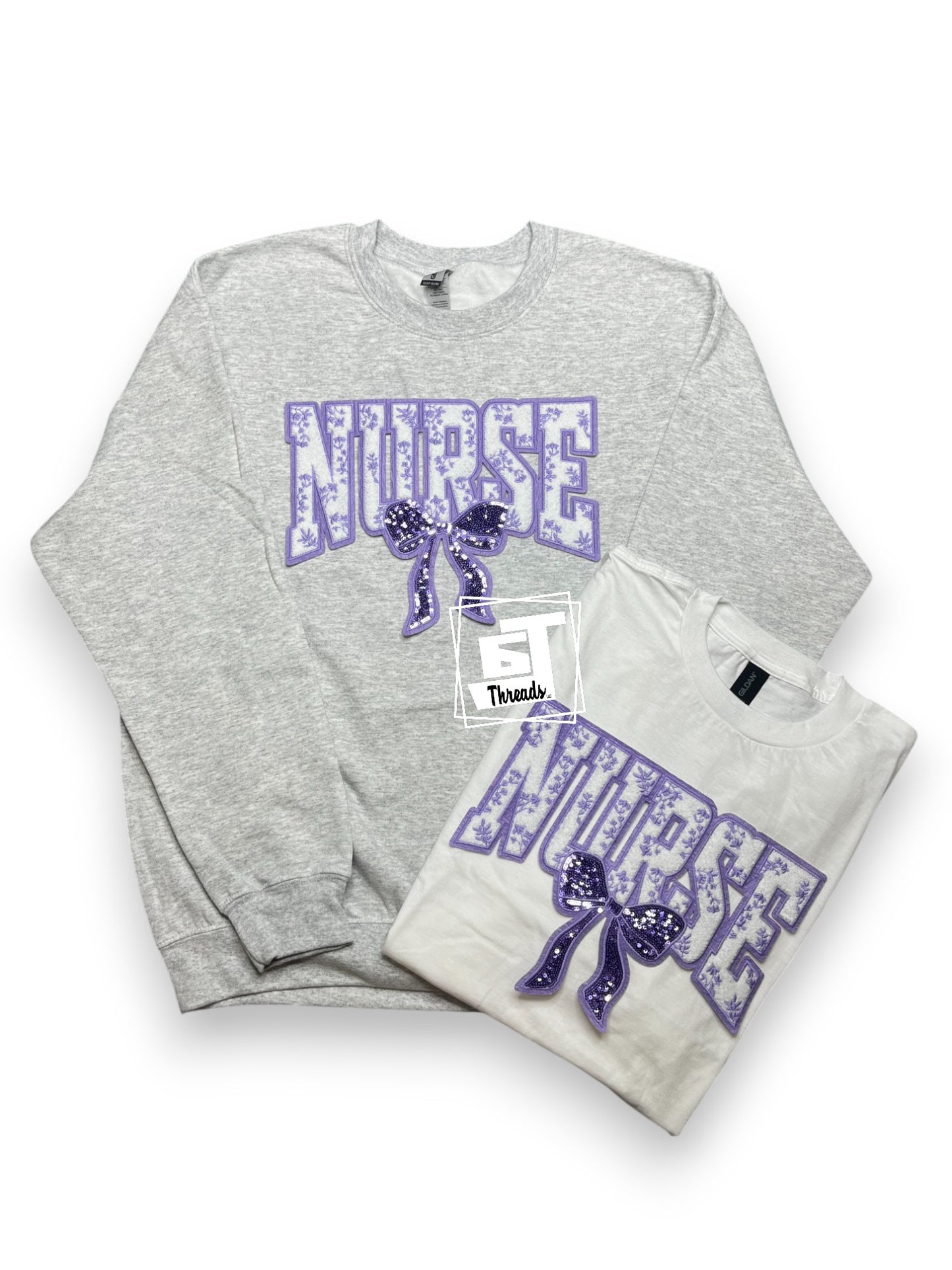 Purple Chenille Nurse with Bow