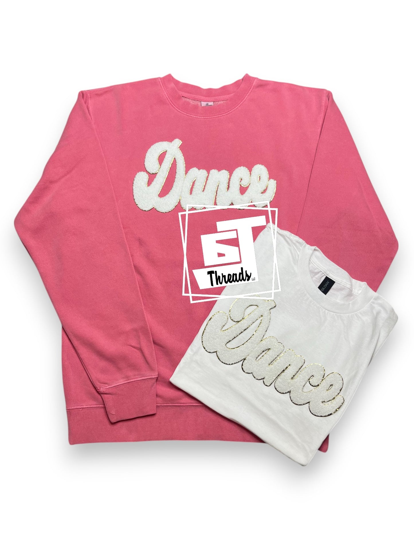 White Cursive Chenille Dance
