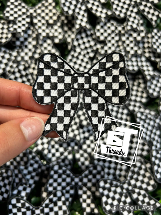 Black Checkered Bow....Cap Patches Only