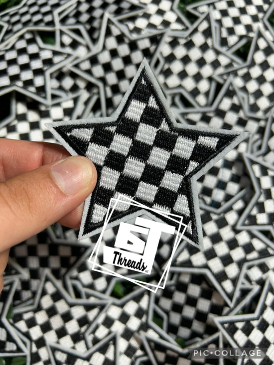 Black Checkered Star....Cap Patches Only