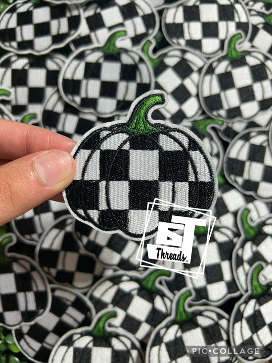 Checkered Pumpkin....Cap Patches Only