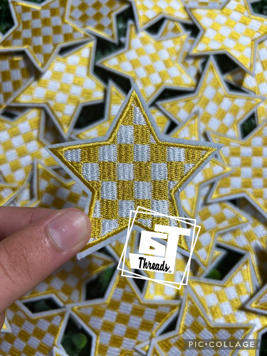 Yellow Checkered Star....Cap Patches Only