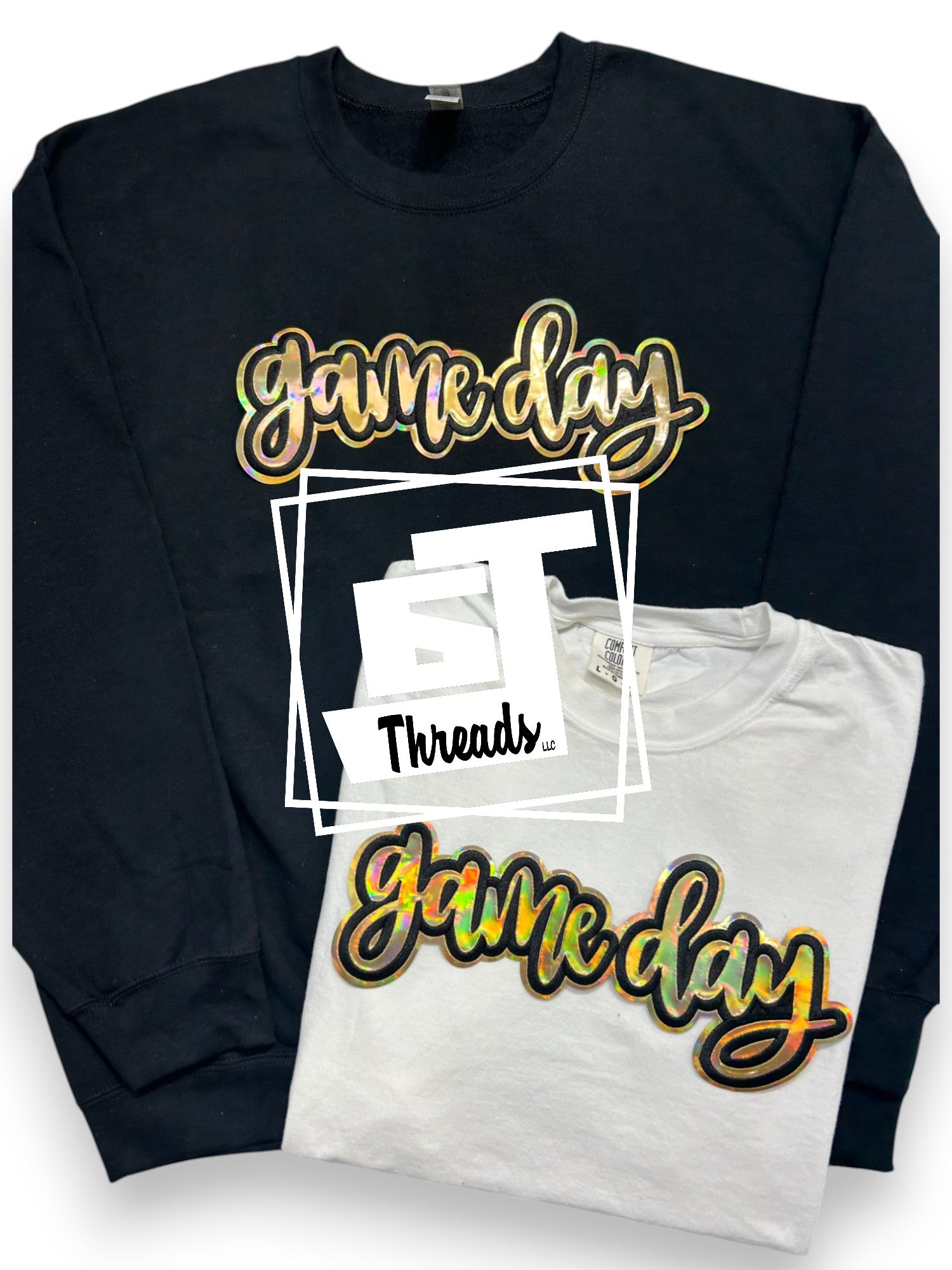 gold cursive metallic game day iron on patch