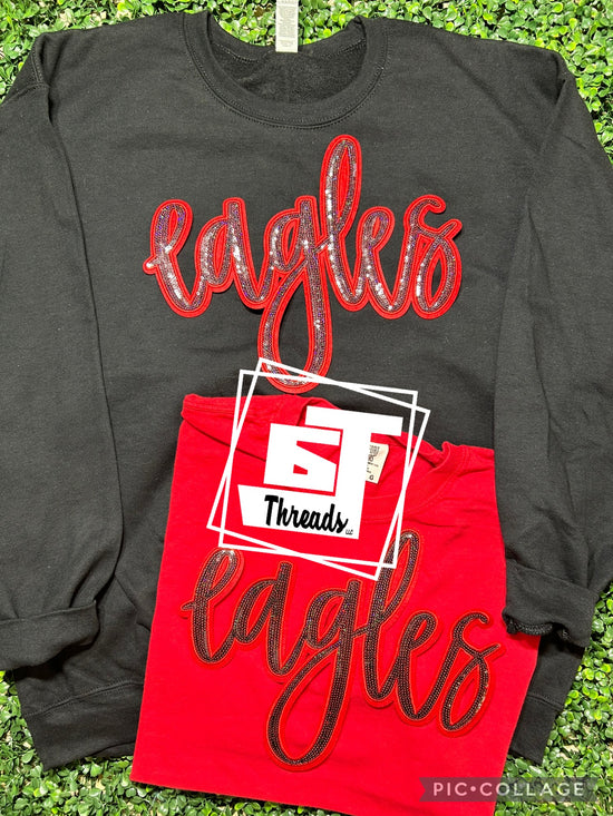 Black and Red Cursive Sequin Eagles