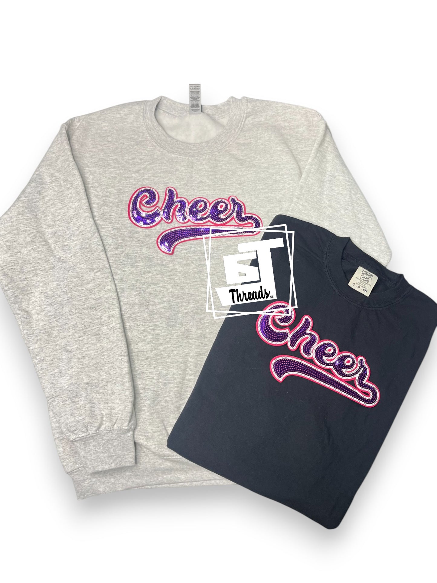 Purple & Pink Cursive Sequin Cheer